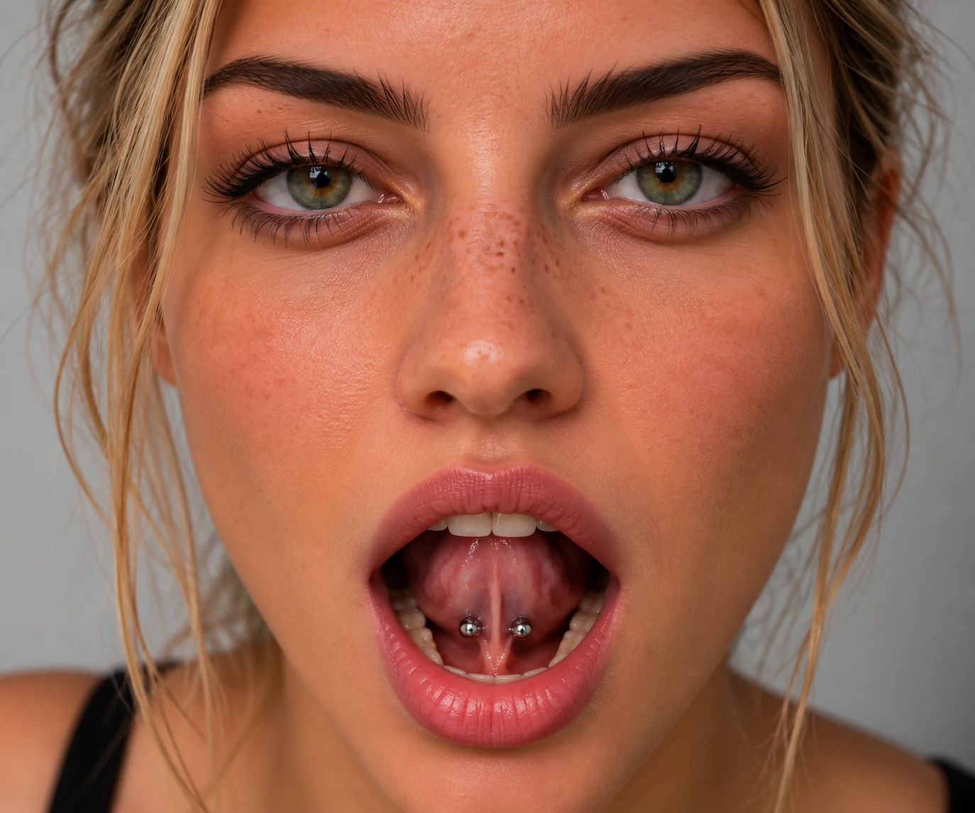 Zungenbändchen Piercing Detailansicht
