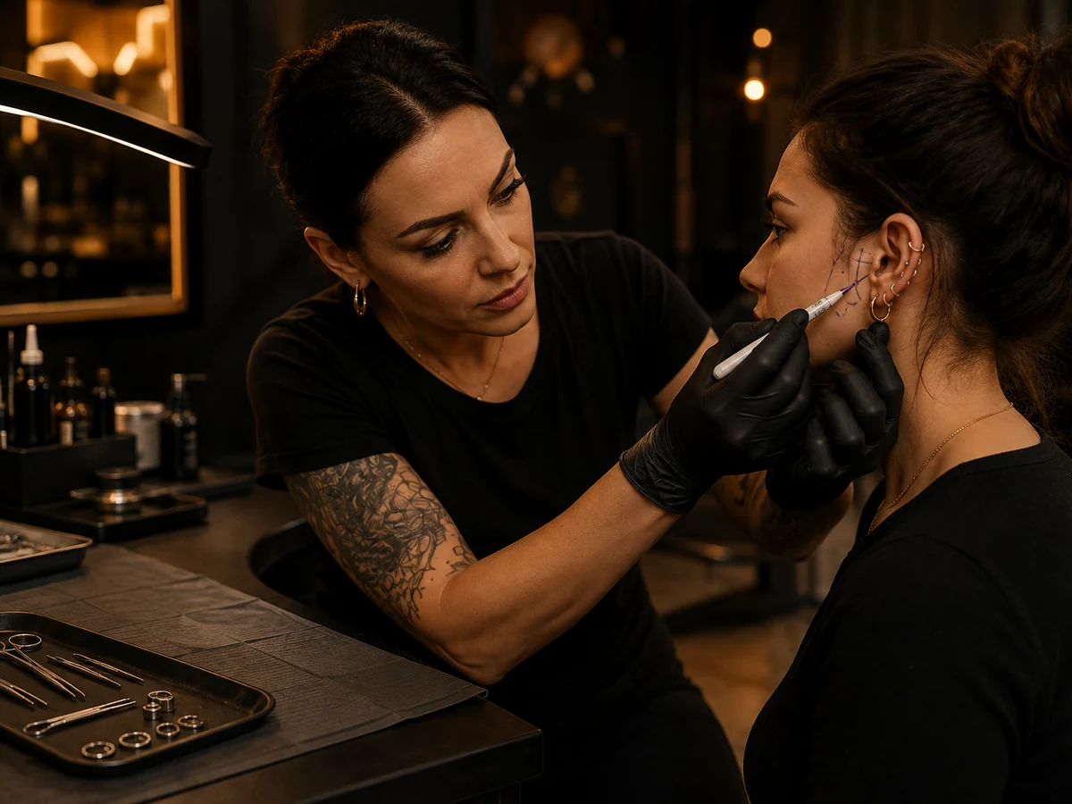Markierung und Platzierung eines Piercings