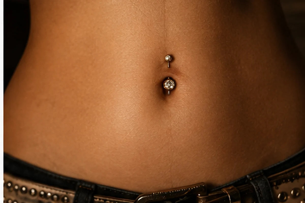 Bauchnabelpiercing mit Schmuck